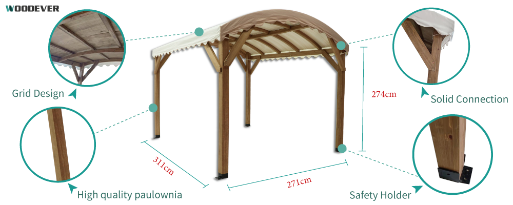 taille de la pergola extérieure WOODEVER