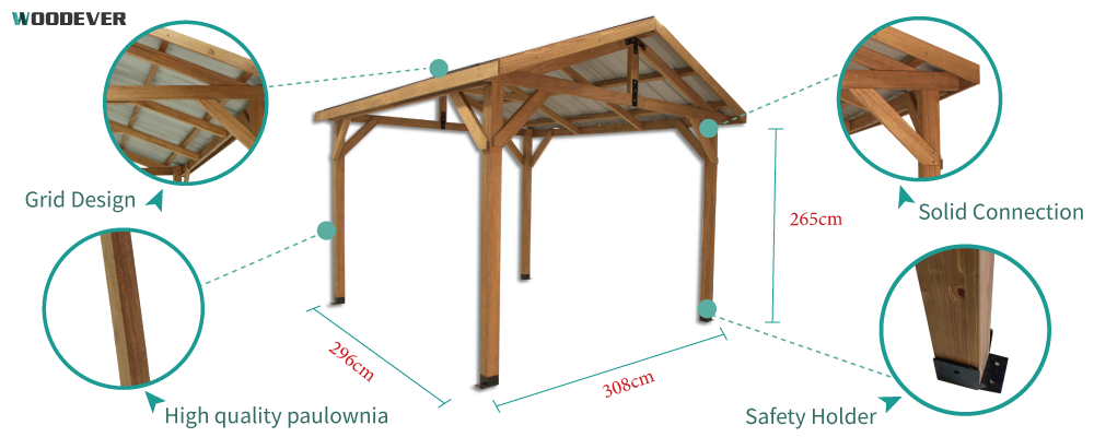 taille de la pergola extérieure WOODEVER