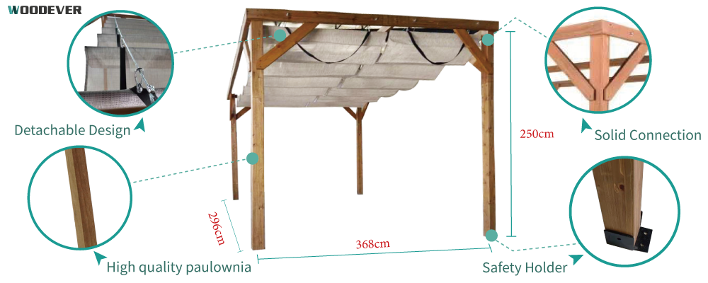 WOODEVER tamaño de pérgola para exteriores