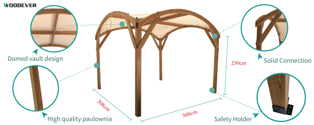 Tamanho da pérgola de exterior WOODEVER