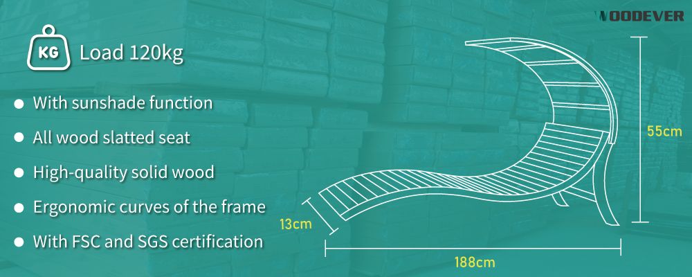 Dimensioni della sdraio da esterno WOODEVER