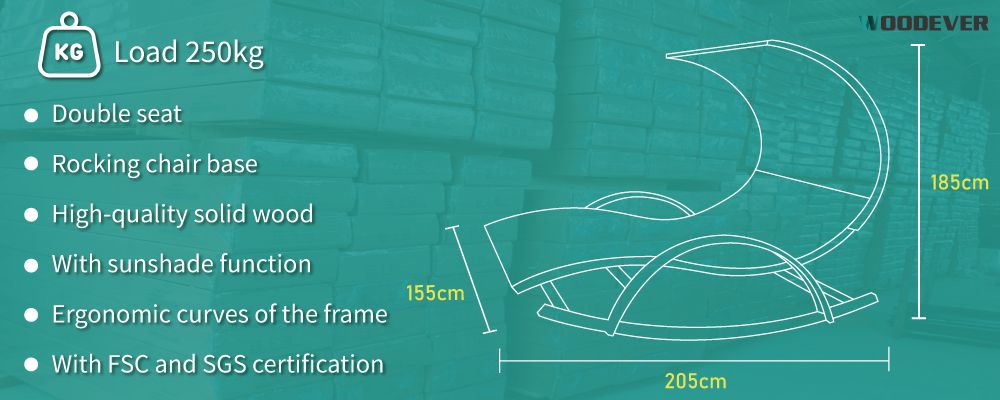 Dimensioni della sdraio da esterno WOODEVER
