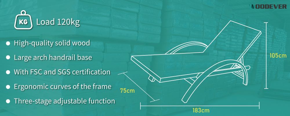 WOODEVER rozmiar leżaka na zewnątrz