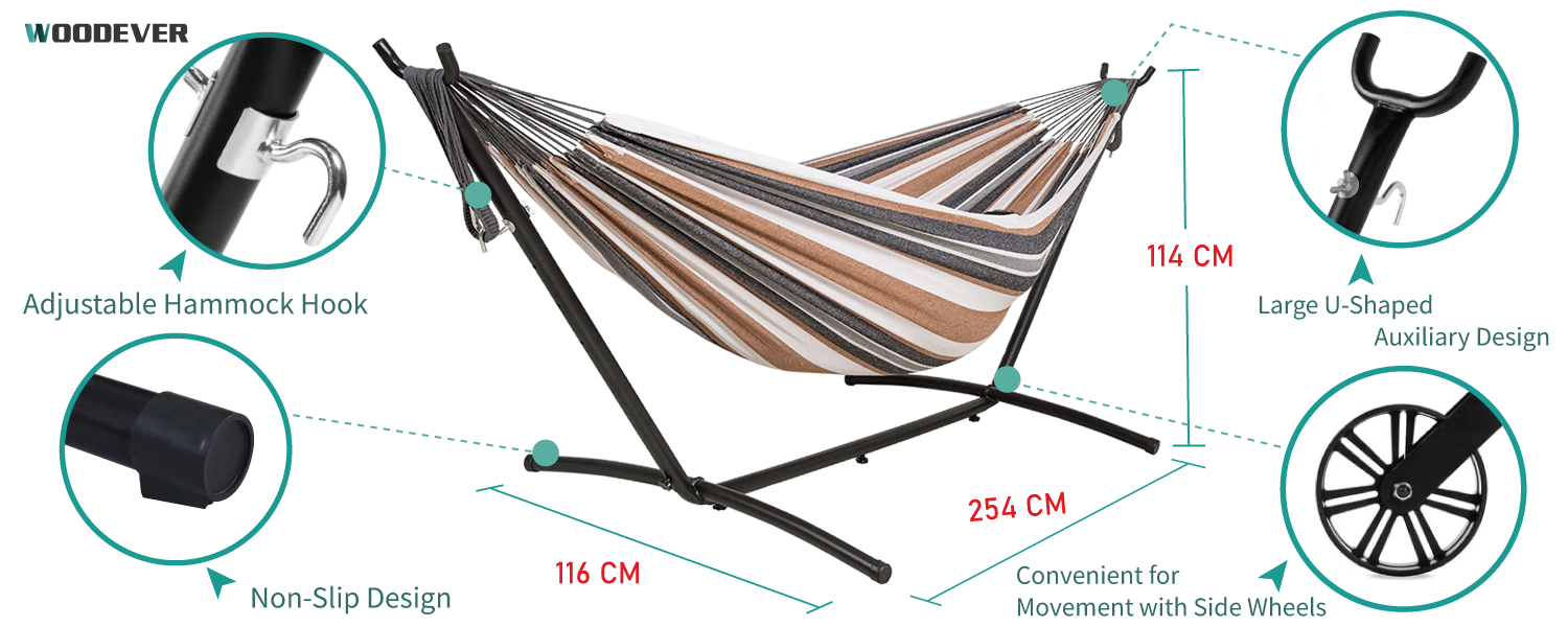 WOODEVER Amaca in metallo dalla fabbrica di mobili per il tempo libero del Vietnam, l'amaca ha una funzione di regolazione dell'elasticità elevata, può essere dotata di ruote laterali per facilitare lo spostamento dell'amaca, offriamo anche un servizio completo di personalizzazione di mobili per produttori b2b.